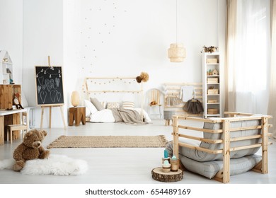Inspiring scandinavian white girl's bedroom in modern style