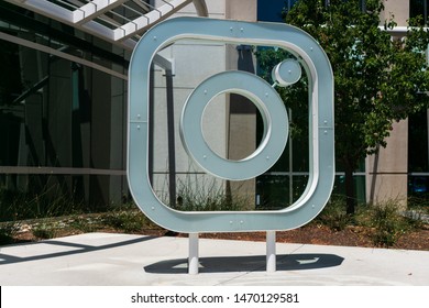 Instagram Logo Near Corporate Headquarters In Silicon Valley. Instagram Is A Social Networking Service Owned By Facebook - Menlo Park, California, USA - Circa August, 2019