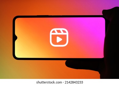 Instagram Reels Logo On Mobile Phone Screen. Chiang Mai, Thailand, March 28, 2022