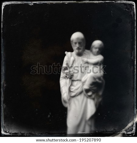 Instagram style image of Saint Christopher and the Christ Child (soft focus)