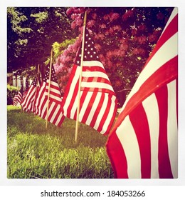 Instagram style row of US flags for Memorial Day