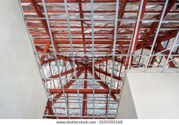 Install Metal Frame Plaster Board Ceiling Stock Photo Edit Now