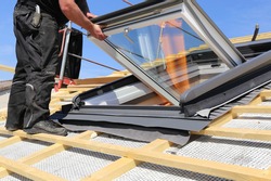 Installation And Assembly Of New Roof Windows As Part Of A Roof Covering