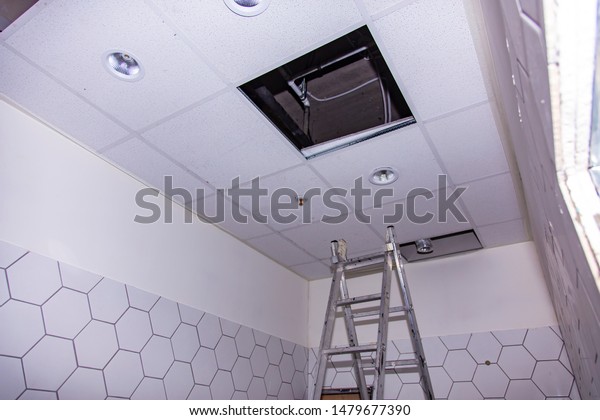 Installation Ceiling Tiles During Repair Stock Photo Edit Now