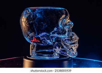 Installation with colorful glass skull