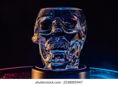 Installation with colorful glass skull