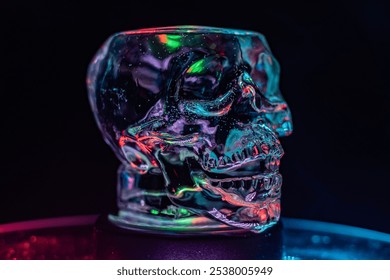 Installation with colorful glass skull