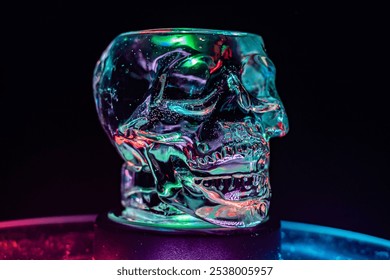 Installation with colorful glass skull