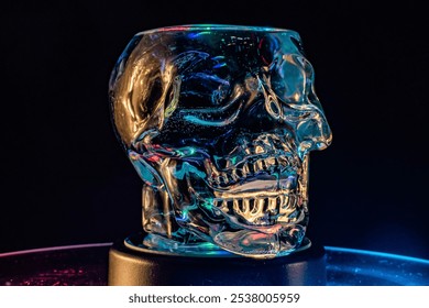 Installation with colorful glass skull