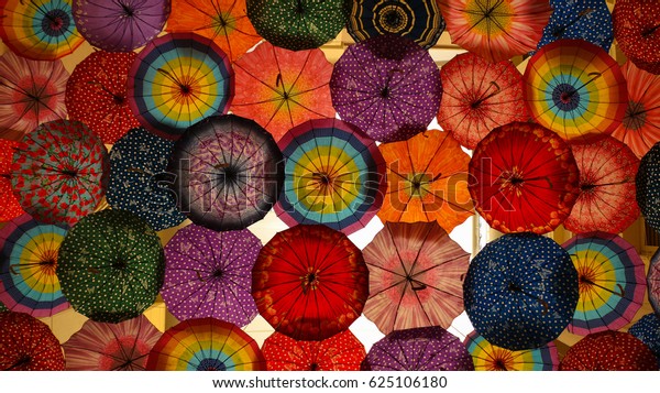 large colorful umbrellas