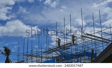 installation of metal auxiliary structures for construction, installation scaffolding