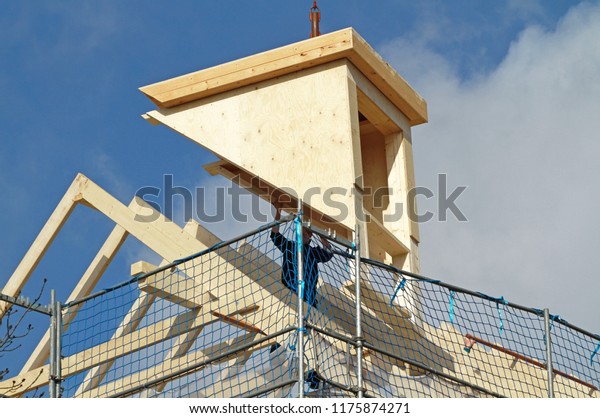 Installation New Dormer On Rooftop Stock Photo Edit Now 1175874271