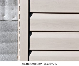 Installation On Facade Of The House Panels Beige Vinyl Siding