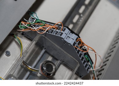installed switch button - electrical engineering and circuit, close-up