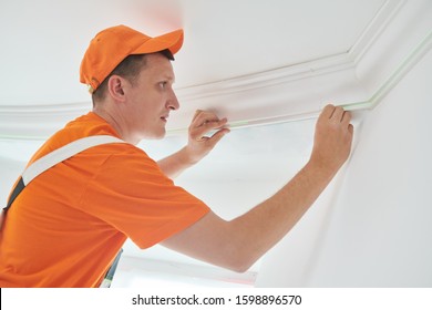 Installing Decorative Ceiling Molding Home Repair Stock Photo (Edit Now ...