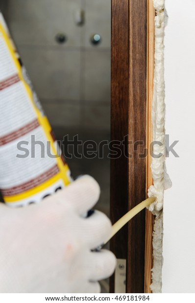 Installing Door Unit Workman Fixing Door Stock Photo Edit Now