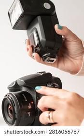 Installing an External Flash onto DSLR Camera; Vertical Image