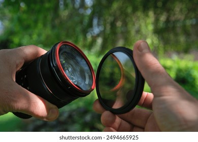 Installing an ND filter on a camera lens