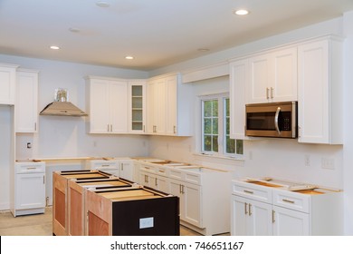 Installing New Induction Hob In Modern Kitchen Installation Of Kitchen Cabinet.