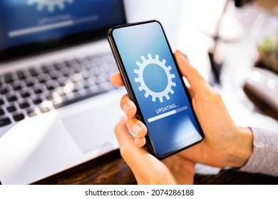 Installing Software Update Progress. Smart Phone Loading Patch From Internet