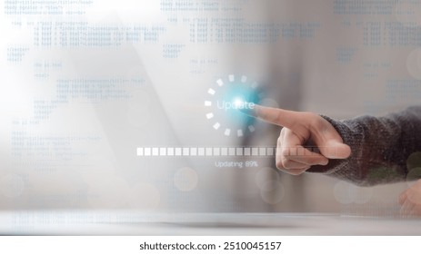 installing update process. Software updates or operating system upgrades to keep your device up to date with enhanced functionality in new versions and improved security.