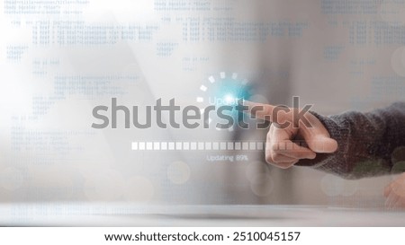 installing update process. Software updates or operating system upgrades to keep your device up to date with enhanced functionality in new versions and improved security.