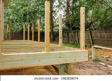 Installing Wood Floor For Patio Deck With New Wooden Decking Fragment Planks