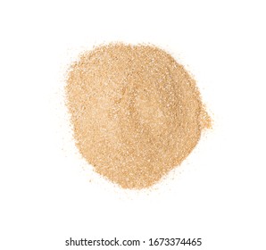 Instant Coffee 3 In 1, Instant Tea, Cocoa Or Chocolate Isolated On White Background Top View. Light Brown Drink Powder Mix With Dry Milk And Sugar