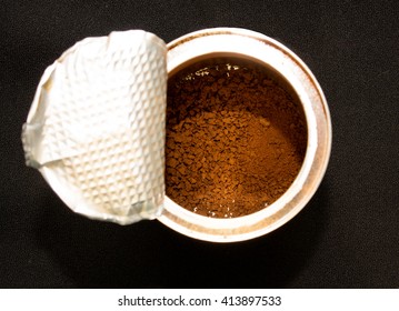 Instant Coffee In A Tin Top View