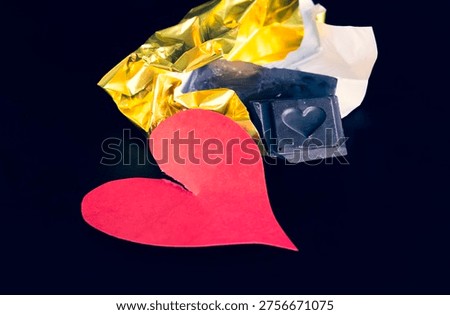 Instant gratification quick fix concept short term relief with chocolate to avoid pain from red broken heart