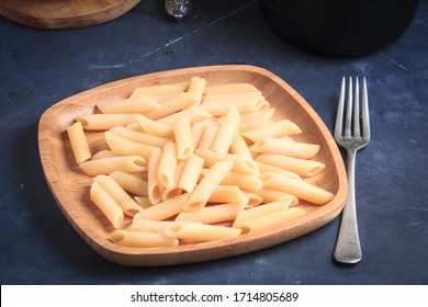 Instant Pot Pasta. Pasta Served On Wooden Plate. 