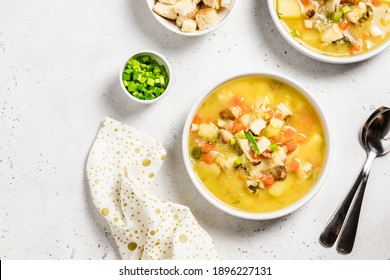 Instant Pot Split Pea Soup With Smoked Turkey. Space For Text, Top View.