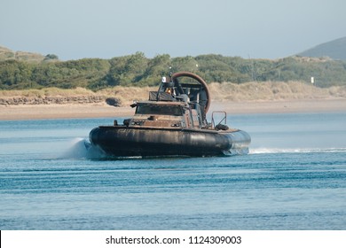 Instow, Devon, UK - 29th June 2018: Royal Marine's, The Amphibious Light Infantry Of The Royal Navy, On Exercise With The Griffon 2000 Series Light-weight Hovercraft Which Is Used By The Military.