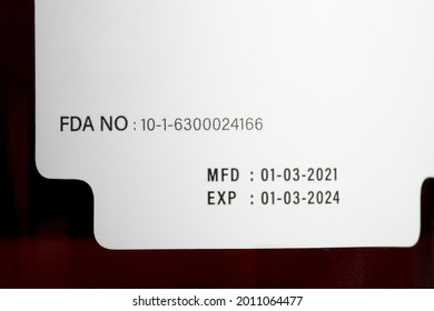 Instruction Of FDA Number, Manufacturing Date, And Expiry Date Label Of A Product.