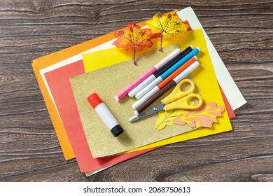 Instruction Step 1. Thanksgiving Craft Bookmark Turkey Paper On A Wooden Table. Childrens Art Project, Handmade, Crafts For Kids.