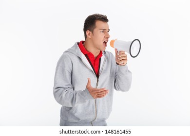 Instructor with megaphone. Coach Shouting in megaphone - Powered by Shutterstock