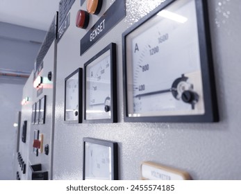 Instruments of Electrical switch gear at Low Voltage power control center cabinet in industrial power plant.

 - Powered by Shutterstock