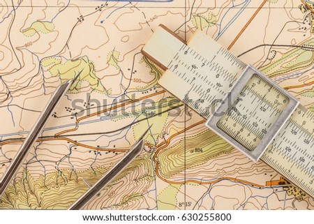  Instruments for measuring on a topographic map