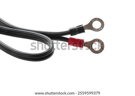 Insulated cable with a ring terminal Compatible with M6 and M8 screws, plus and minus tip for DC, cut out
