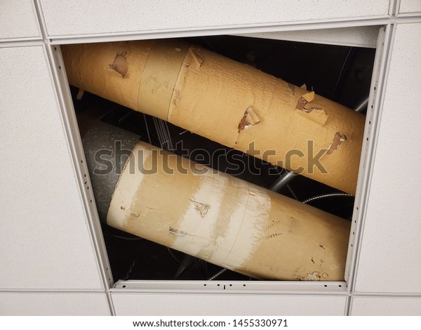 Insulated Water Line Pipes Above Ceiling Stock Photo Edit