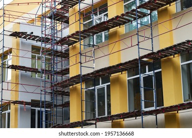 Insulating And Repair Works On The School Building. Improving Energy Efficiency. Selective Focus. 