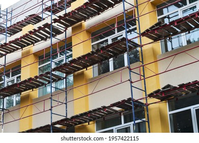 Insulating And Repair Works On The School Building. Improving Energy Efficiency. Selective Focus. 