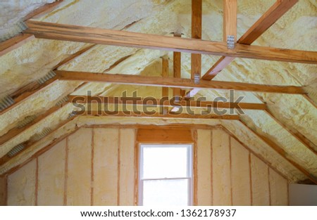 Insulation of attic with foam polyurea insulation cold barrier and insulation material