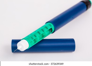Insulin Pen For Diabetics On White Background