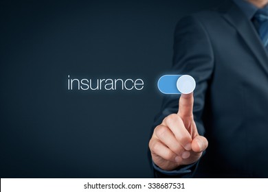 Insurance concept. Businessman (or insurance agent) switch over insurance. 