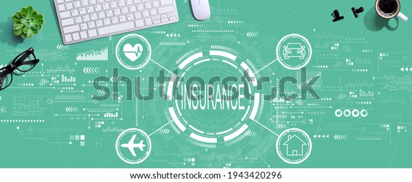 Insurance\
concept with a computer keyboard and a\
mouse