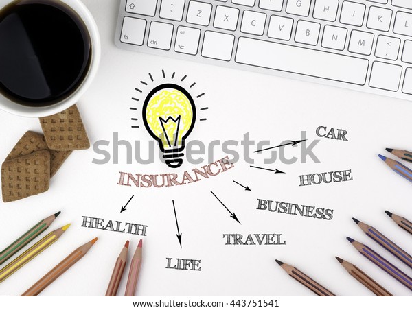 Insurance concept. White\
office desk