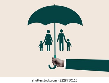 Insurance policy services conceptual design. family life insurance concept, art college.