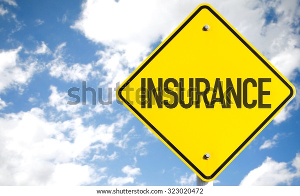 Insurance sign with sky\
background