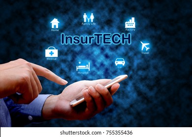 Insurance Technology Insurtech Concept Human Hand Stock Photo 755355436 ...